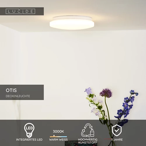 Lucide OTIS - Deckenleuchte - Ø 26 cm - LED - 1x14W 3000K - Opal - USP